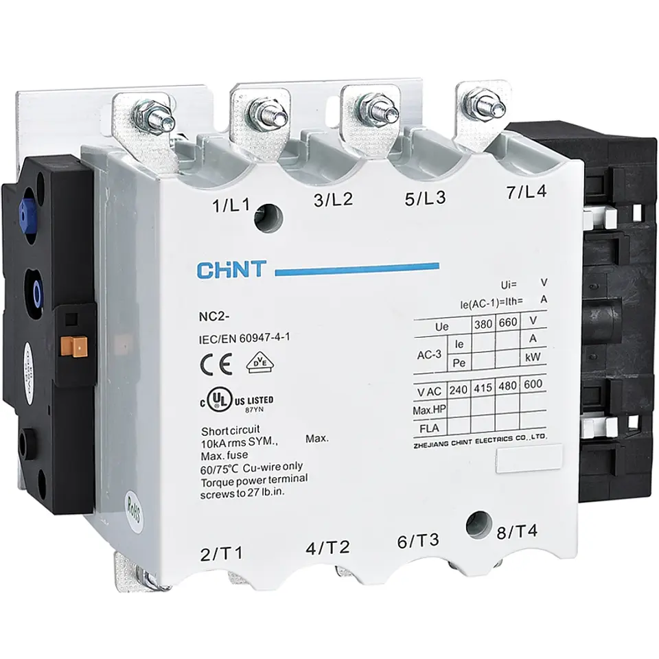 CONTACTOR TETRAPOLAR 225A 4NA 400VAC 110KW CONTROL BOBINA 230VAC  NC2 CHINT 1