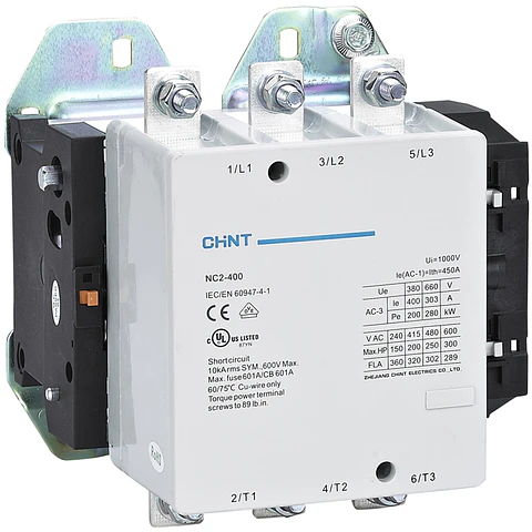 CONTACTOR TRIFASICO O TRIPOLAR 400A 3NA 400VAC 200KW CONTROL BOBINA 230VAC  NC2 CHINT