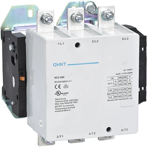 CONTACTOR TRIFASICO O TRIPOLAR 500A 3NA 400VAC 250KW CONTROL BOBINA 230VAC  NC2 CHINT