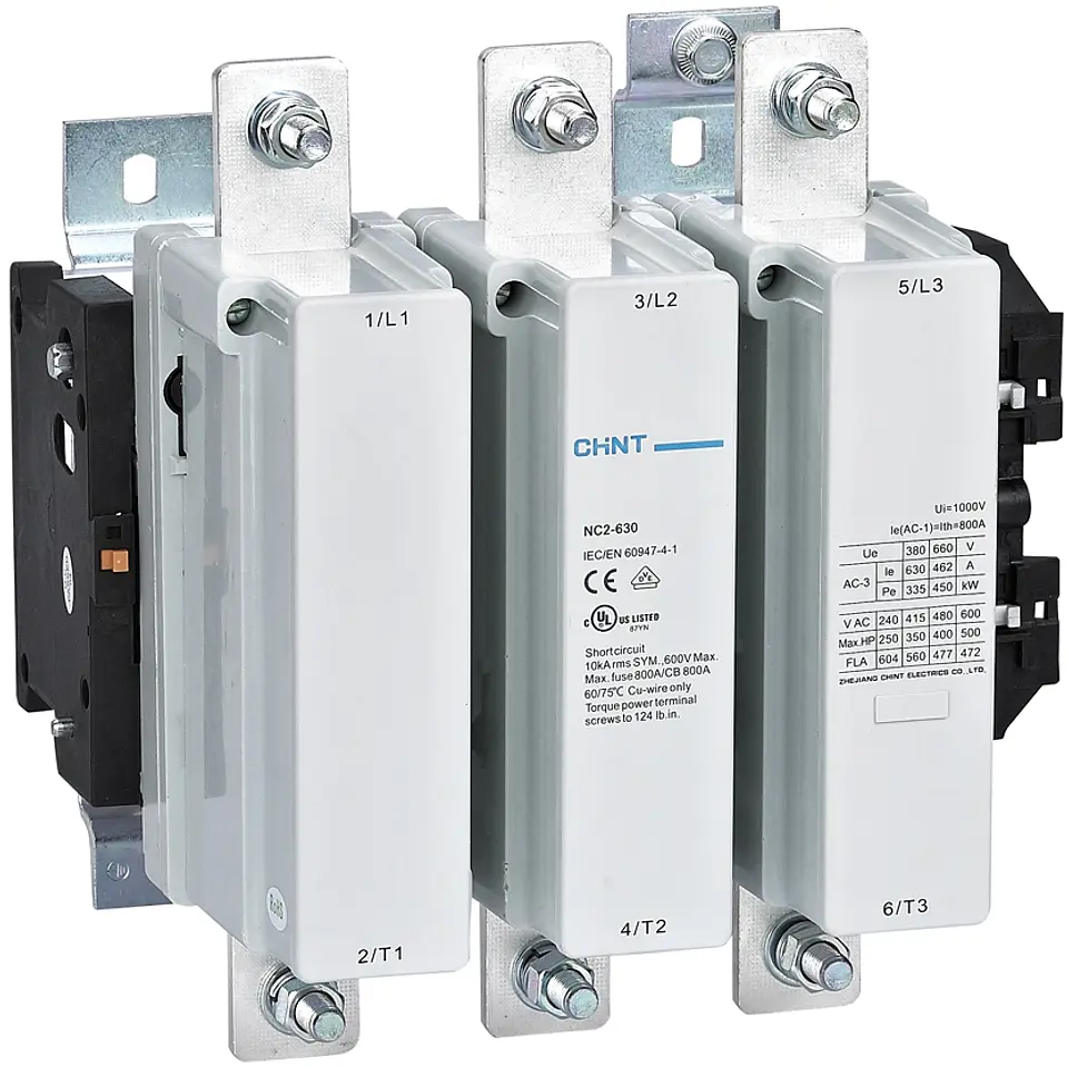CONTACTOR TRIFASICO O TRIPOLAR 630A 3NA 400VAC 335KW CONTROL BOBINA 230VAC  NC2 CHINT 1