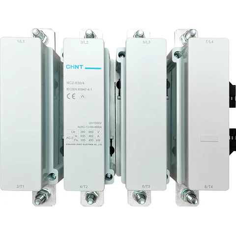 CONTACTOR TETRAPOLAR 630A 4NA 400VAC 330KW CONTROL BOBINA 230VAC  NC2 CHINT