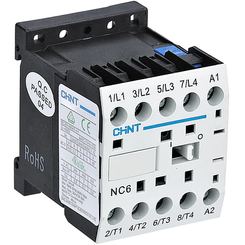 MINI CONTACTOR TETRAPOLAR 9A 4NA 400VAC 4,5KW CONTROL BOBINA 230VAC  NC6 CHINT