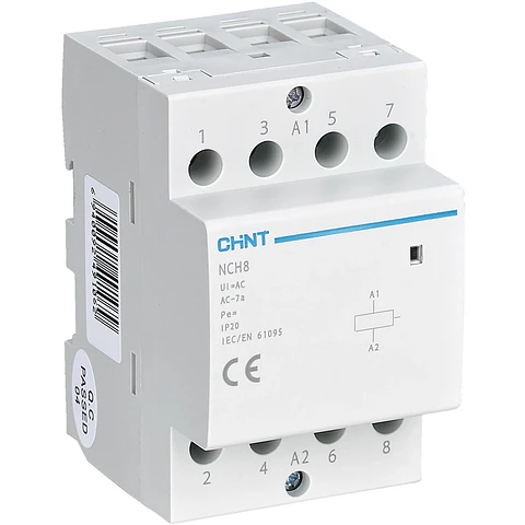 CONTACTOR MODULAR TETRAPOLAR 40A 4NA 400VAC 26KW CONTROL BOBINA 230VAC  NCH8 CHINT