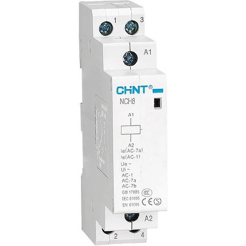 CONTACTOR MODULAR OMNIPOLAR, BIFASICO O BIPOLAR 16A 2NA 230VAC 3,5KW CONTROL BOBINA 230VAC  NCH8 CHINT