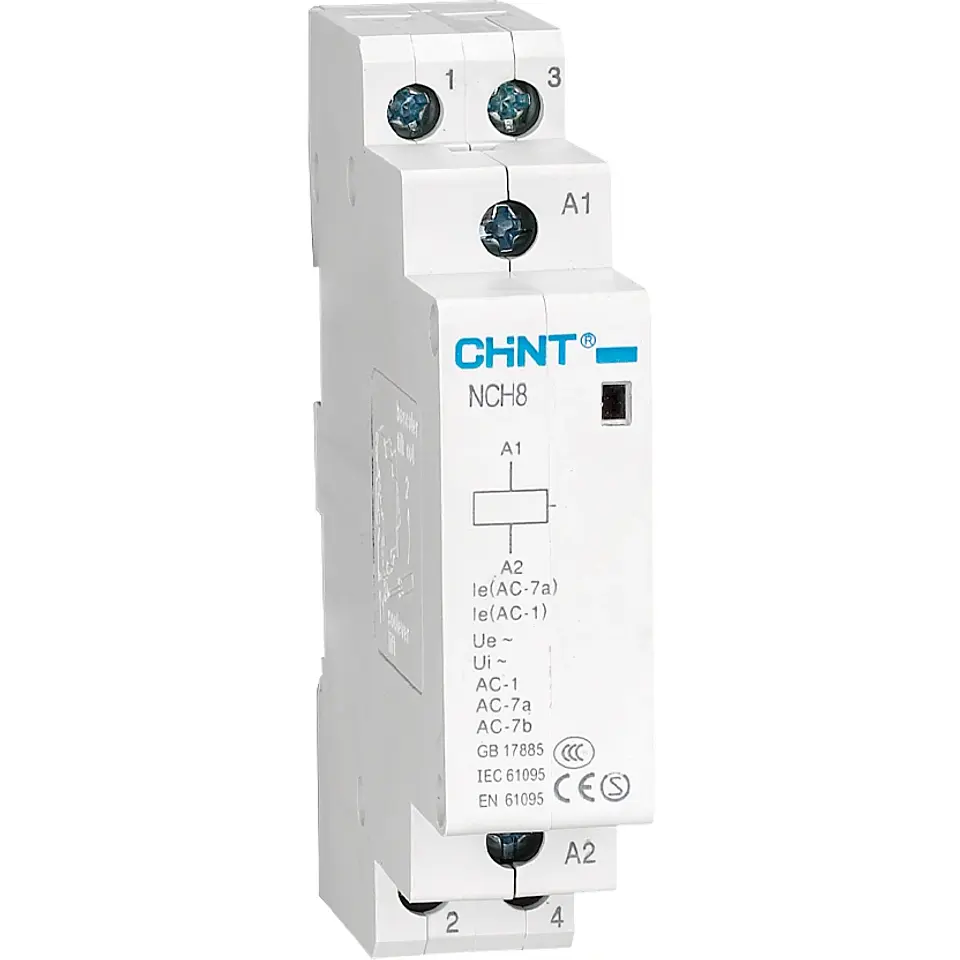 CONTACTOR MODULAR OMNIPOLAR, BIFASICO O BIPOLAR 16A 2NA 230VAC 3,5KW CONTROL BOBINA 24VAC-24VDC  NCH8 CHINT 1