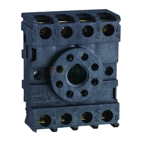 BASE PARA RELÉ OCTAL CON MONTAJE EN RIEL DIN, 52X41X21.5 MM, CHINT
