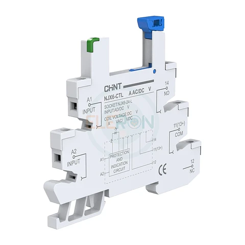 BASE PARA RELÉ DE INTERFAZ PARA RIEL DIN, 220V, 1 CONTACTO CONMUTADO (1NA/1NC), CHINT