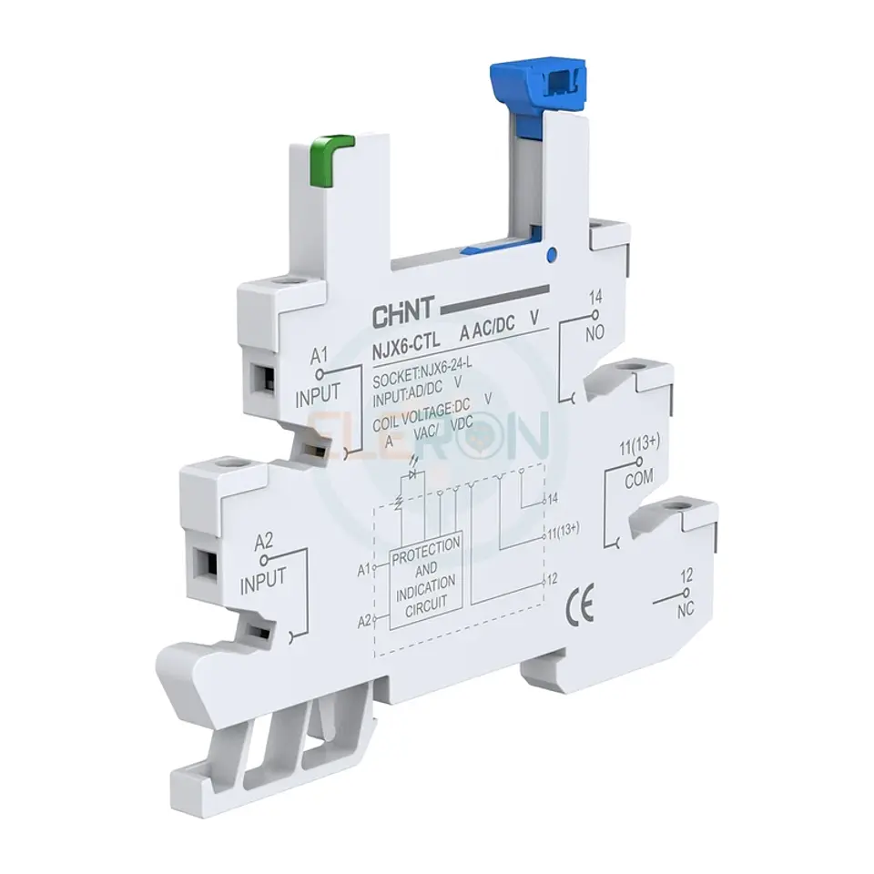 Base Para Relé De Interfaz Para Riel Din, 220V, 1 Contacto Conmutado (1Na/1Nc), Chint 1