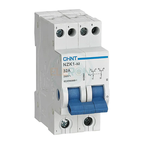 CONMUTADOR DE RED 2P, 1-0-2 RIEL DIN 32A OP. MANUAL CHINT