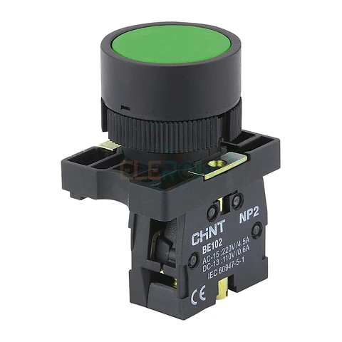 Pulsador Plano Verde, Contacto Modular 1Na, Ø22Mm Chint