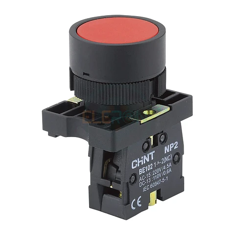 Pulsador Plano Rojo, Contacto Modular Nc, Ø22Mm Chint