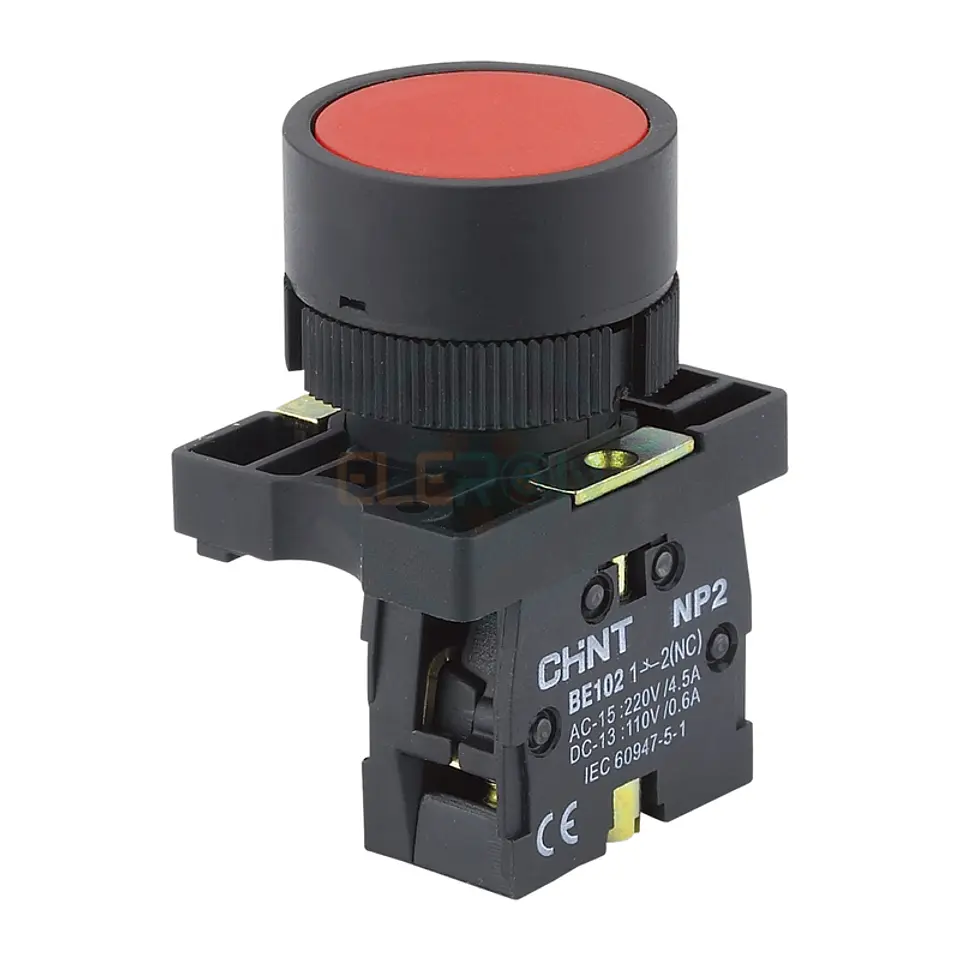 Pulsador Plano Rojo, Contacto Modular Nc, Ø22Mm Chint 1