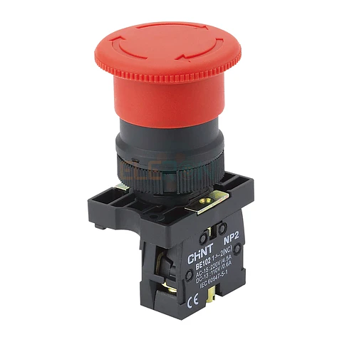 Puls.De Emerg. Tipo Hongo Plastico Ø40Mm, C/Ret,Destrab.Por Giro,1Nc Chint