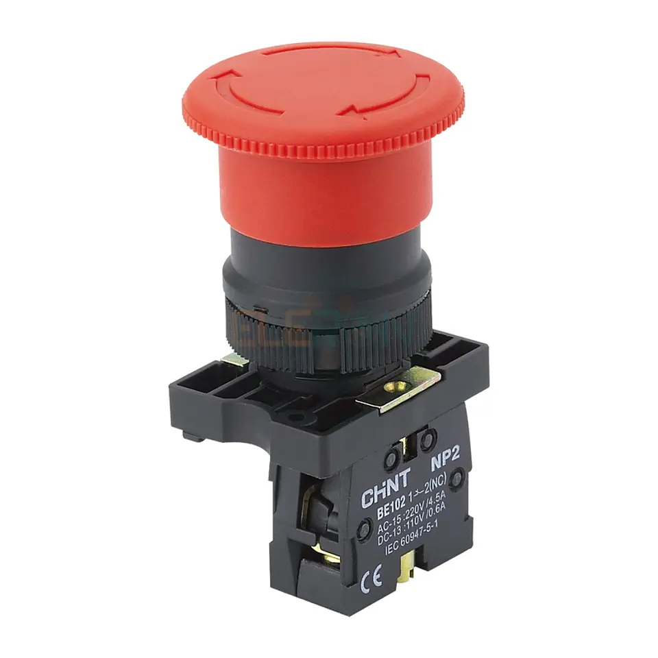 Puls.De Emerg. Tipo Hongo Plastico Ø40Mm, C/Ret,Destrab.Por Giro,1Nc Chint 1