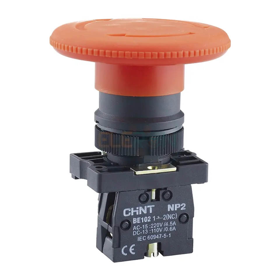Pulsador Emerg Tipo Hongo,Plastico Ø60Mm Destrabe P/Giro,1Nc Chint 1