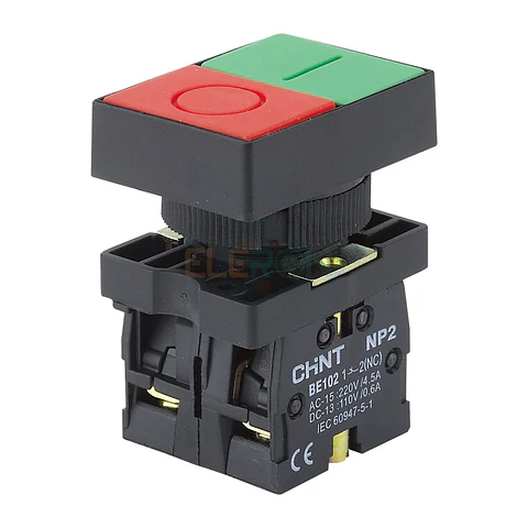 Pulsador Plastico Doble, Rojo/Verde, 1Na+1Nc Chint