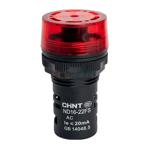 BOCINA COMPACTA, LUZ/SONIDO CONTINUO Ø22MM, 24VAC/DC, ROJO CHINT