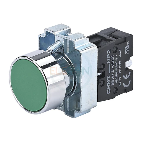 Pulsador Metalico Verde, 1Na, Ip40 Chint