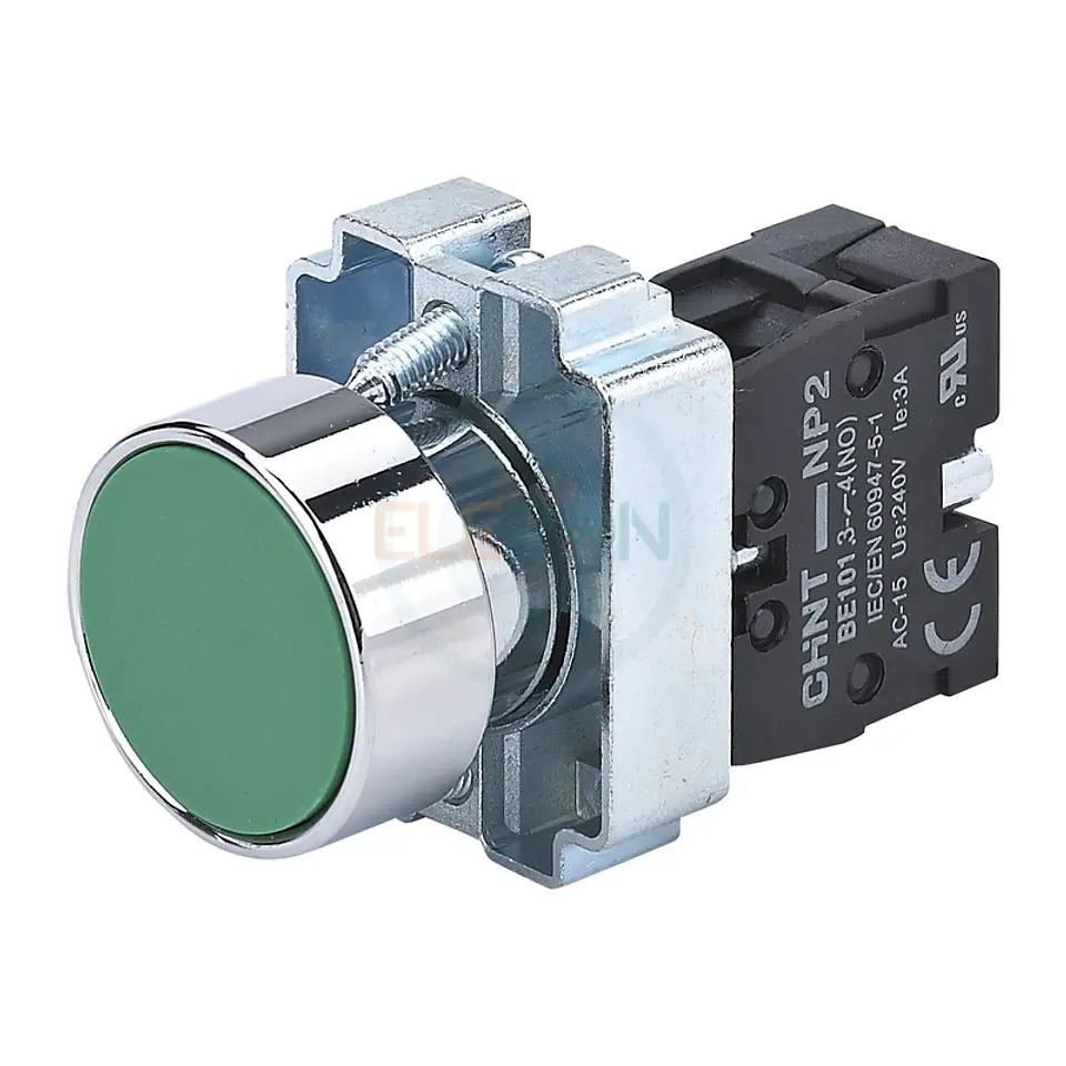 Pulsador Metalico Verde, 1Na, Ip40 Chint 1