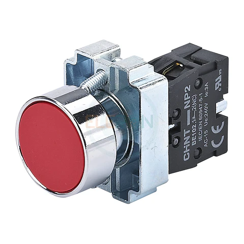 Pulsador Metalico Rojo, 1Nc, Ip40 Chint