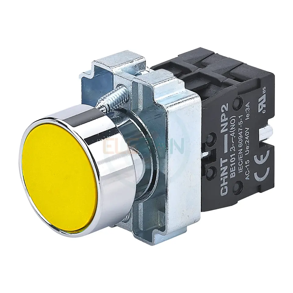 Pulsador Metalico Amarillo, 1Na + 1Nc, Ip40 Chint 1
