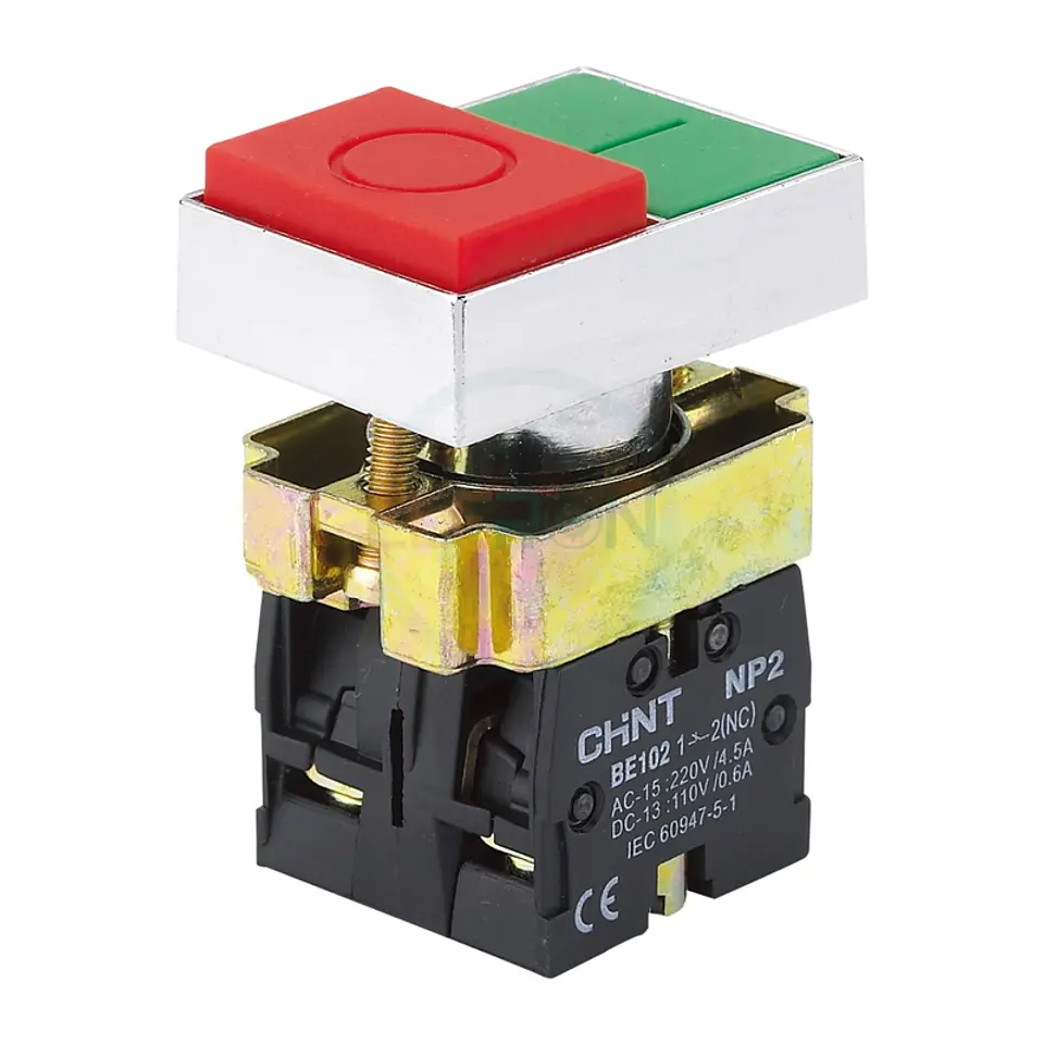 Pulsador Doble Partir/Parar, Metalico, Verde/Rojo, 1Na+1Nc Chint 1