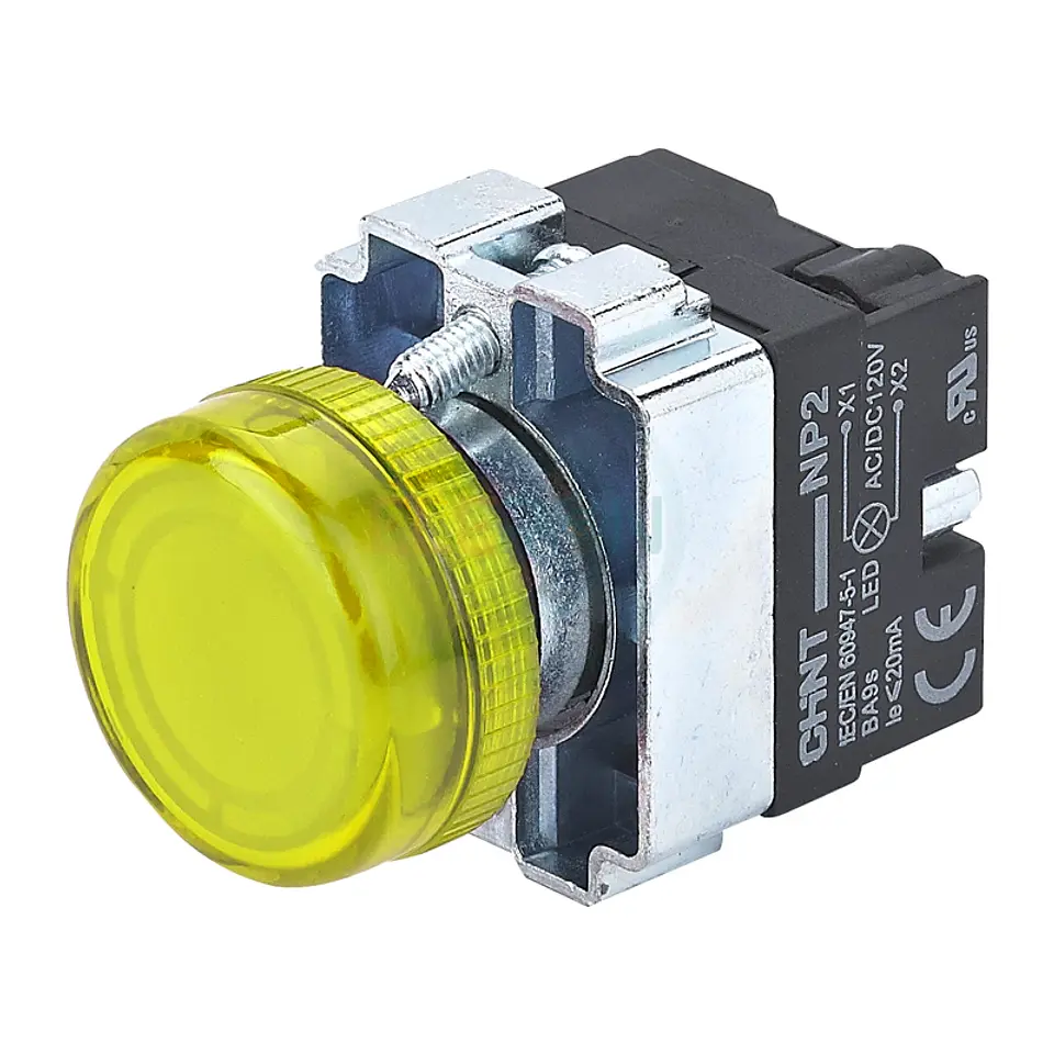 Piloto Directo Metalic, Amarill, Ø22 Mm C/Ampolleta/Led 220V Chint 1