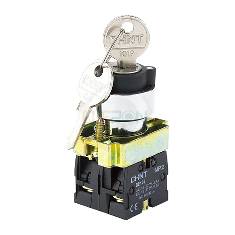 SELECTOR CON LLAVE METÁLICO, 2 POS.FIJAS (0-1), 1NA + 1NC CHINT