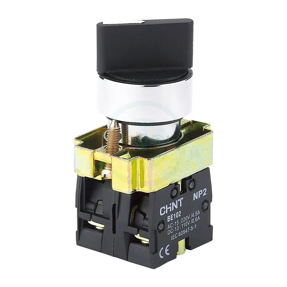 Selector Manilla Corta Metalico, Negro, 2 Pos C/Retorno(0-1),1Na Chint 1