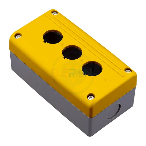 CAJA PVC, AUTOEXTINGUIBLE, IP54, 3 PERF., AMARILLO/GRIS CHINT