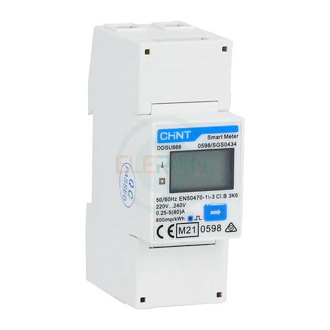 MEDIDOR DE ENERGÍA (REMARCADOR), 1F+N, RIEL DIN, 5(80)A CHINT
