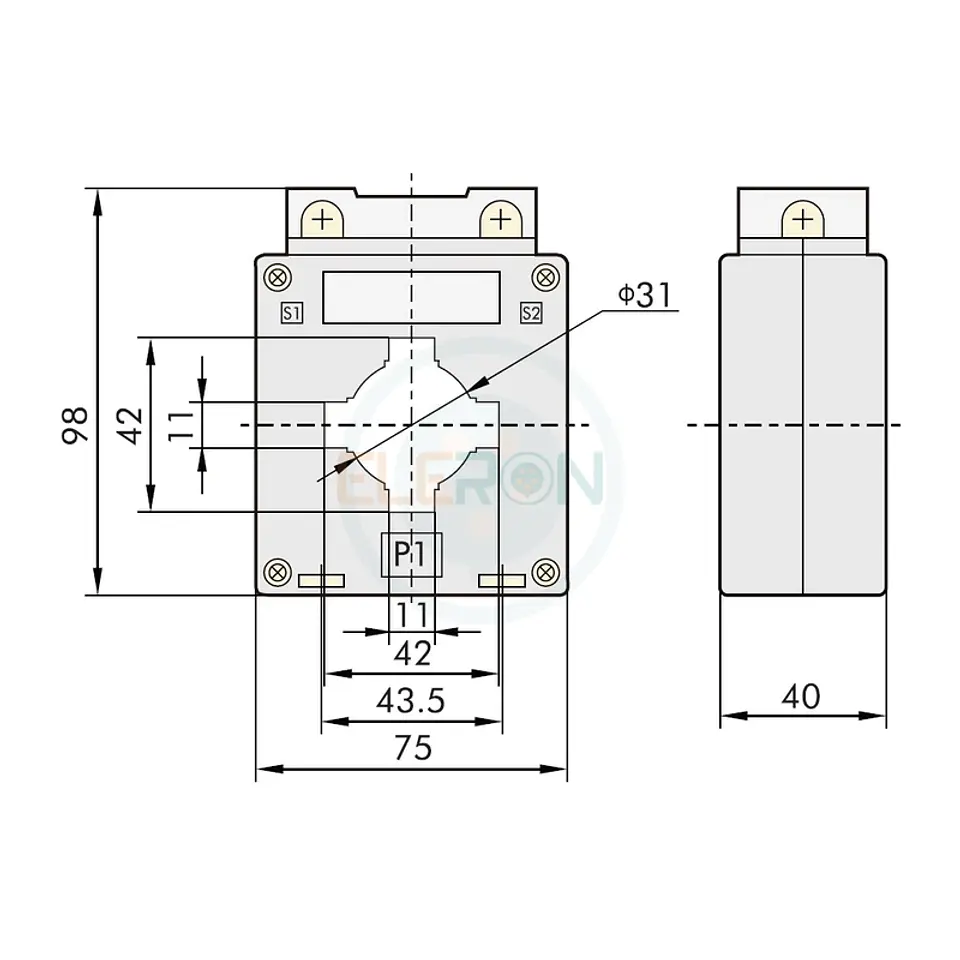 Transformador De Corriente 200/5A, Ventana 40X10Mm Chint 2
