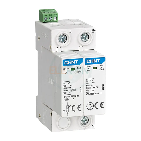SUPRESOR TRANSIENTE 1P+N 385VAC, IMAX 40KA, 1.8KV C/ INDICADOR CHINT