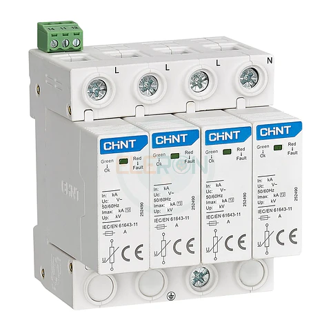 SUPRESOR TRANSIENTE 3P+N 385VAC, IMAX 40KA, 1.8KV CHINT
