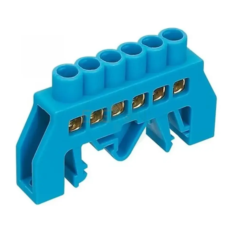 Regleta Azul Aislada 6 Conexiones, Montaje Din/Placa. 32A 1