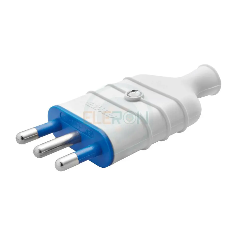 Enchufe Macho Domiciliar 3 Polos En Linea 10A, Blanco 1