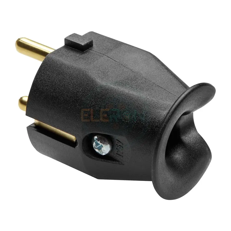 Enchufe Macho Volante Schuko 2P+T 10/16A 250V, Negro 1