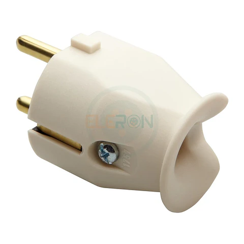 Enchufe Macho Volante Schuko 2P+T 10/16A 250V, Blanco