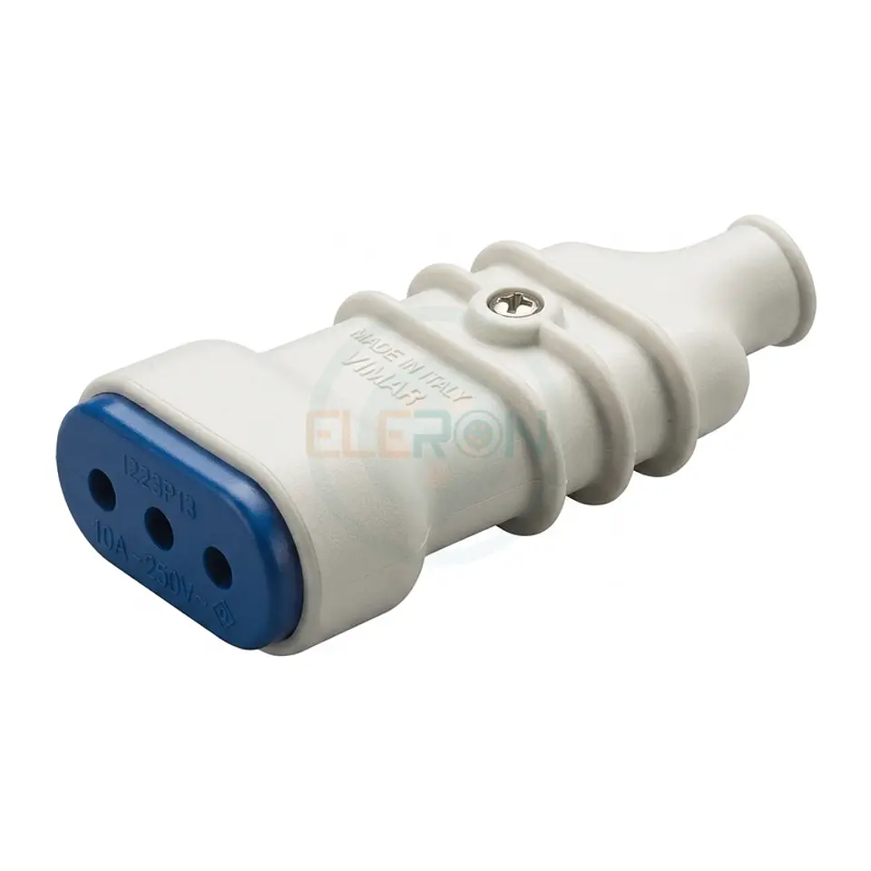Enchufe Hembra Domiciliar 3 Polos En Linea 10A, Blanco 1