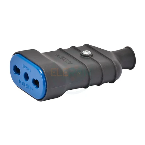Enchufe Hembra Domiciliar 3 Polos En Linea 10/16A, Negro