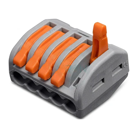 Conector Rapido De 1 Polo 5 Salidas Naranjo/Gris