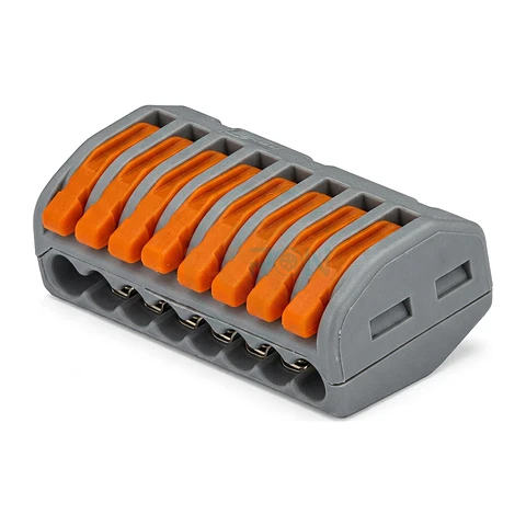 Conector Rapido De 1 Polo 8 Salidas Naranjo/Gris