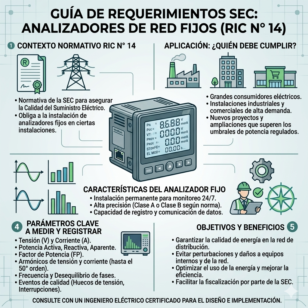 ¿Qué analizador de red exige la SEC? Requisitos del RIC 14 para Proyectos Eléctricos