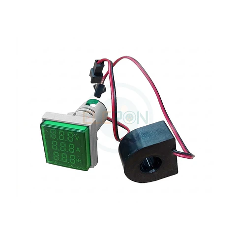 Voltimetro /Amperim / Frec. Led Verde Ø22Mm, 100A 50-500Vac