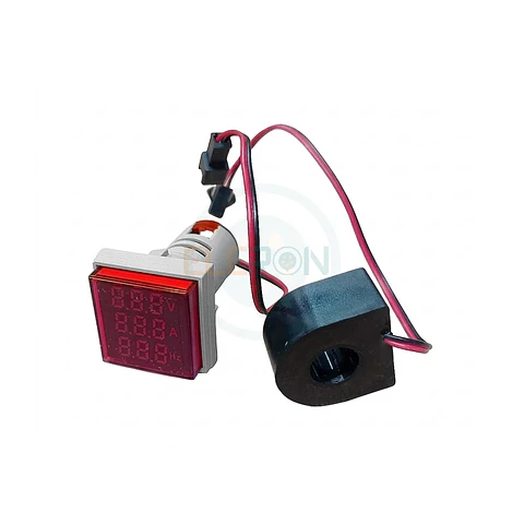 Voltimetro /Amperim / Frec. Led Rojo Ø22Mm, 100A 50-500Vac