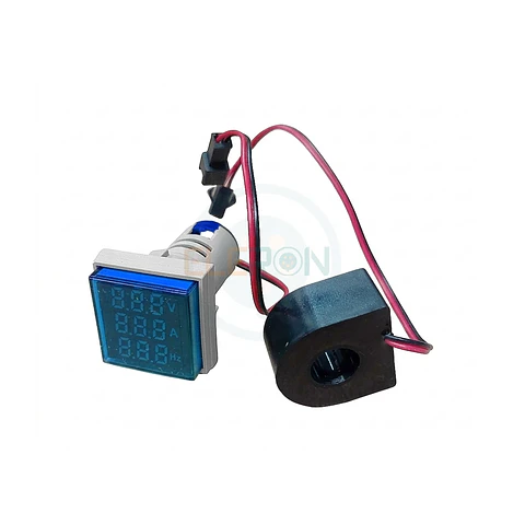 Voltimetro /Amperim / Frec. Led Azul Ø22Mm, 100A 50-500Vac