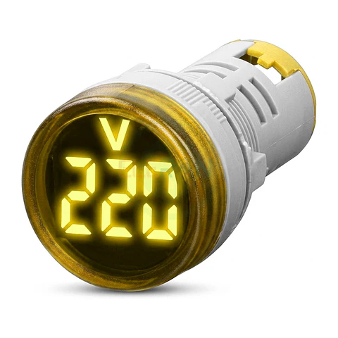 Voltimetro Led Ø22Mm 50-500Vac, Amarillo