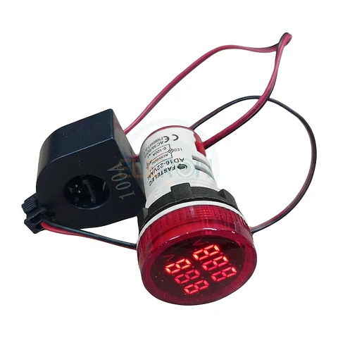 Voltimetro /Amperimetro Led Rojo Ø22Mm, 100A 50-500Vac