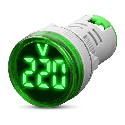 Voltimetro Led Ø22Mm 50-500Vac,Verde