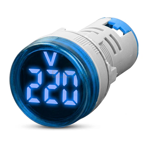 Voltimetro Led Ø22Mm 50-500Vac,Azui